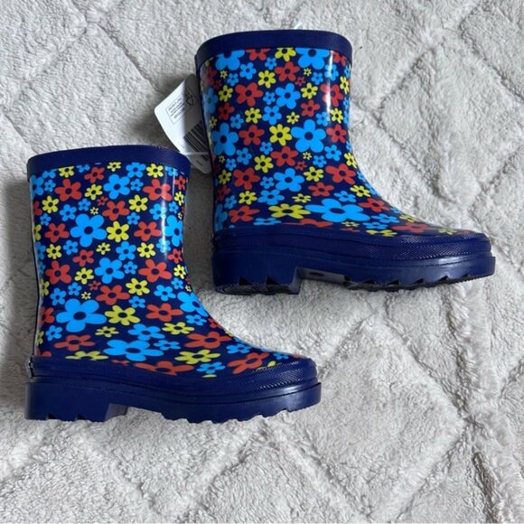 Lily & Dan | Aldi Blue and Red Floral Rain Boots | Size 9/10 - Picture 7 of 10